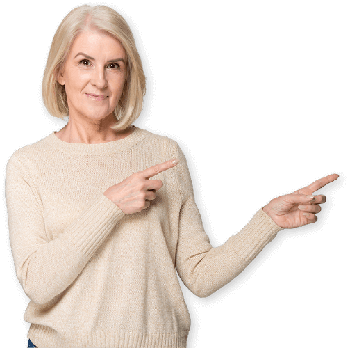 Woman with Sweater Pointing